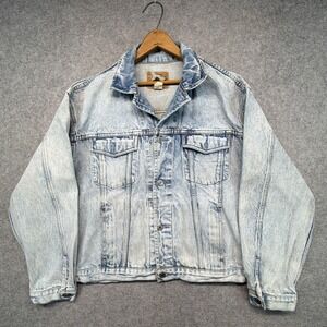 Vintage 90s Gap Work Force Blue Long Sleeve Denim Jean Jacket Mens L
